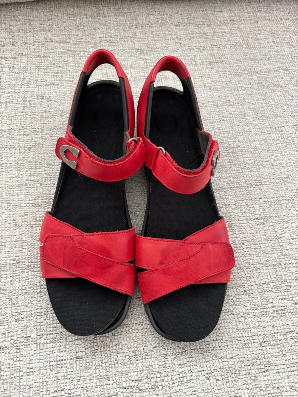 Wolky Epoch Red Leather Strappy Comfort Sandals Removable Insoles EU 42